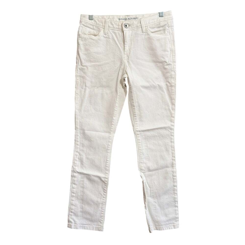Banana Republic Womens Jeans Off White Denim Mid Rise Skinny Stretch 27